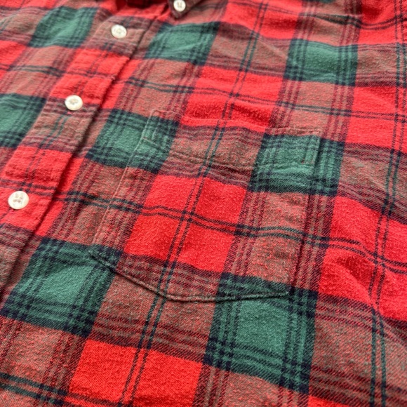 Vintage LL Bean Plaid Flannel Button Down Shirt Red Green Mens Large - Picture 7 of 12